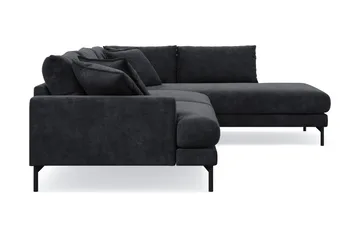 Menard Premium 5-seters høyrevendt L-formet dyp sjeselongsofa i chenille - Svart - Møbler - Sofaer - Sofaer med sjeselong