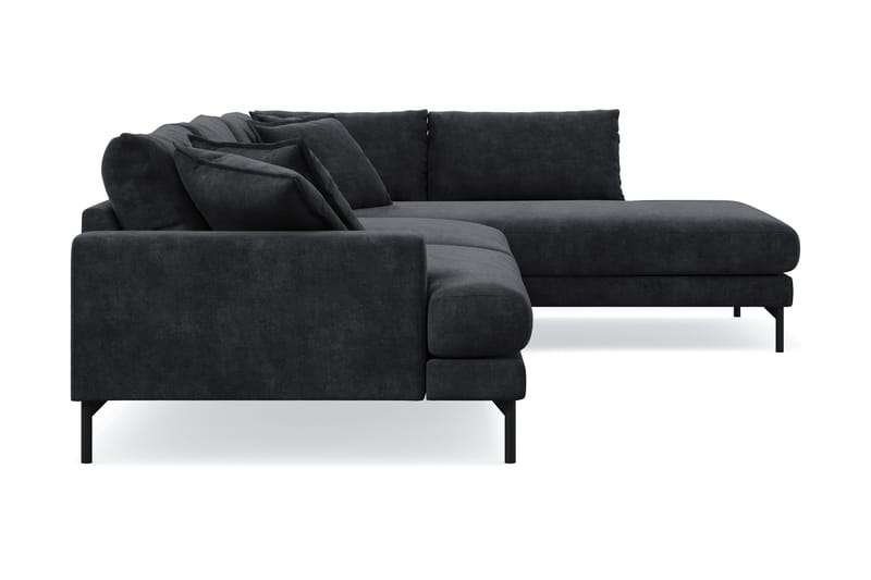 Menard Premium 5-seters høyrevendt L-formet dyp sjeselongsofa i chenille - Svart - Møbler - Sofaer - Sofaer med sjeselong