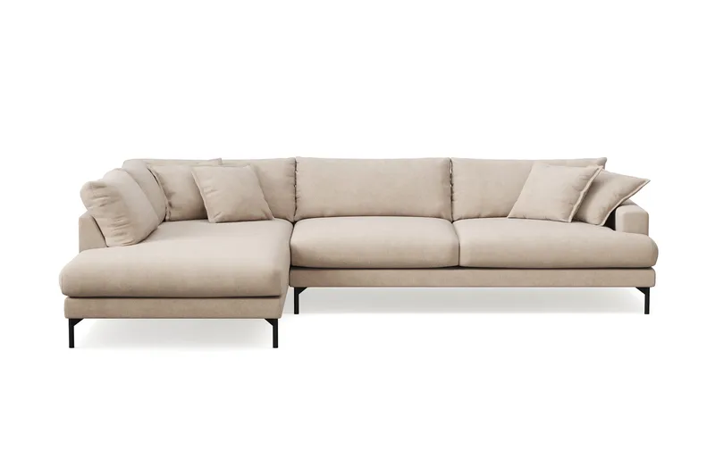 Menard Premium 5-seters venstrevendt L-formet dyp sjeselongsofa i stoff, Beige