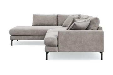 Menard Premium 5-seters venstrevendt L-formet dyp sjeselongsofa i chenille - Grå/Brun - Møbler - Sofaer - Sofaer med sjeselong
