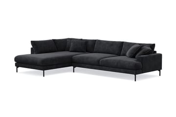 Menard Premium 5-seters venstrevendt L-formet dyp sjeselongsofa i chenille - Svart - Møbler - Sofaer - Sofaer med sjeselong