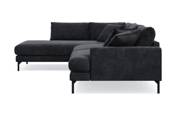 Menard Premium 5-seters venstrevendt L-formet dyp sjeselongsofa i chenille - Svart - Møbler - Sofaer - Sofaer med sjeselong