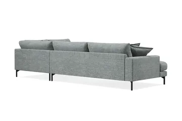Menard Premium 5-seters høyrevendt L-formet dyp sjeselongsofa i chenille - Grå/Blå - Møbler - Sofaer - Sofaer med sjeselong