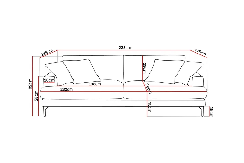 Menard Premium 4-seters dyp sofa i chenille - Lysbeige - Møbler - Sofaer - 4 seter sofa