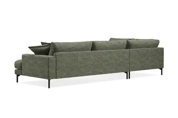 Menard Premium 5-seters venstrevendt L-formet dyp sjeselongsofa i chenille - Grønn - Møbler - Sofaer - Sofaer med sjeselong