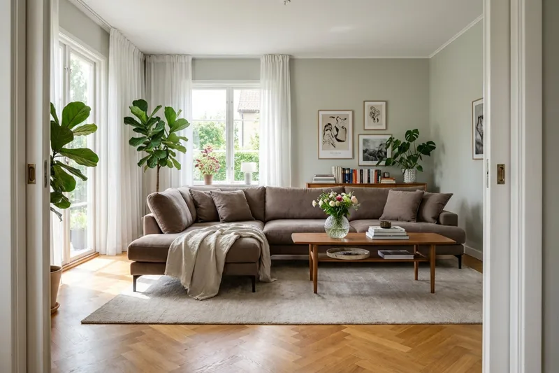 Menard Premium 5-seters venstrevendt L-formet dyp sjeselongsofa i stoff - Brun - Møbler - Sofaer - Sofaer med sjeselong
