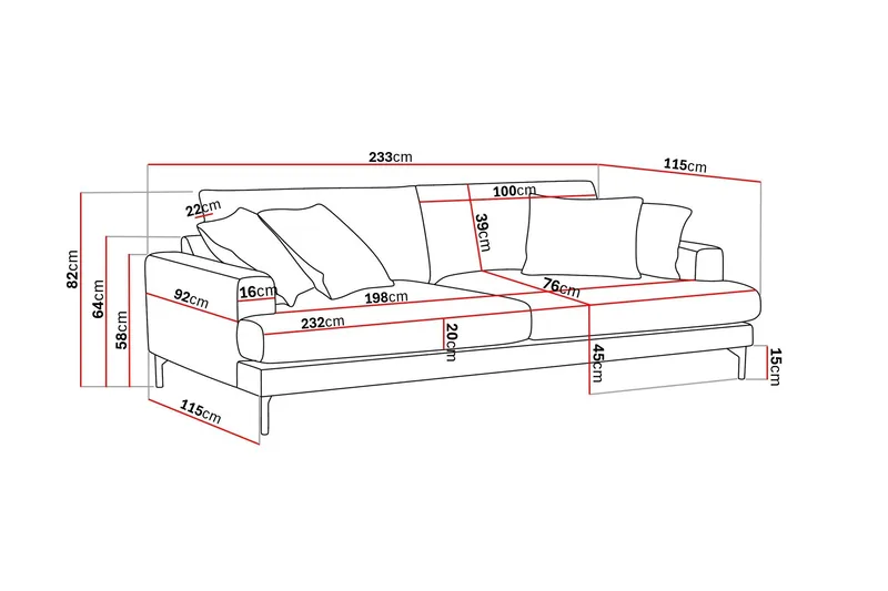 Menard Premium 4-seters dyp sofa i chenille - Beige - Møbler - Sofaer - 4 seter sofa