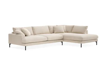 Menard Premium 5-seters høyrevendt L-formet dyp sjeselongsofa i chenille - Lysbeige - Møbler - Sofaer - Sofaer med sjeselong
