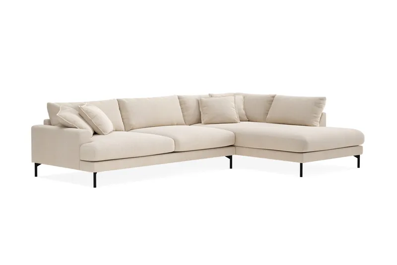 Menard Premium 5-seters høyrevendt L-formet dyp sjeselongsofa i chenille - Lysbeige - Møbler - Sofaer - Sofaer med sjeselong