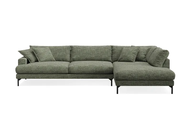 Menard Premium 5-seters høyrevendt L-formet dyp sjeselongsofa i chenille - Grønn - Møbler - Sofaer - Sofaer med sjeselong