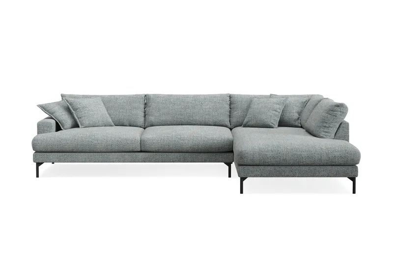 Menard Premium 5-seters høyrevendt L-formet dyp sjeselongsofa i chenille - Grå/Blå - Møbler - Sofaer - Sofaer med sjeselong