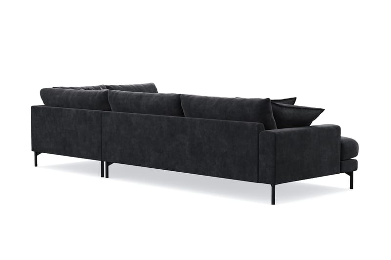 Menard Premium 5-seters høyrevendt L-formet dyp sjeselongsofa i chenille - Svart - Møbler - Sofaer - Sofaer med sjeselong