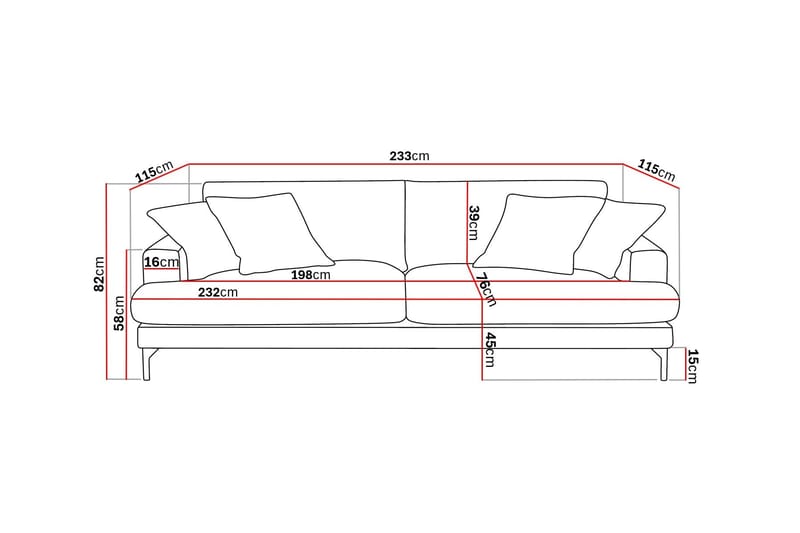 Menard Premium 4-seters dyp sofa i chenille - Grønn - Møbler - Sofaer - 4 seter sofa
