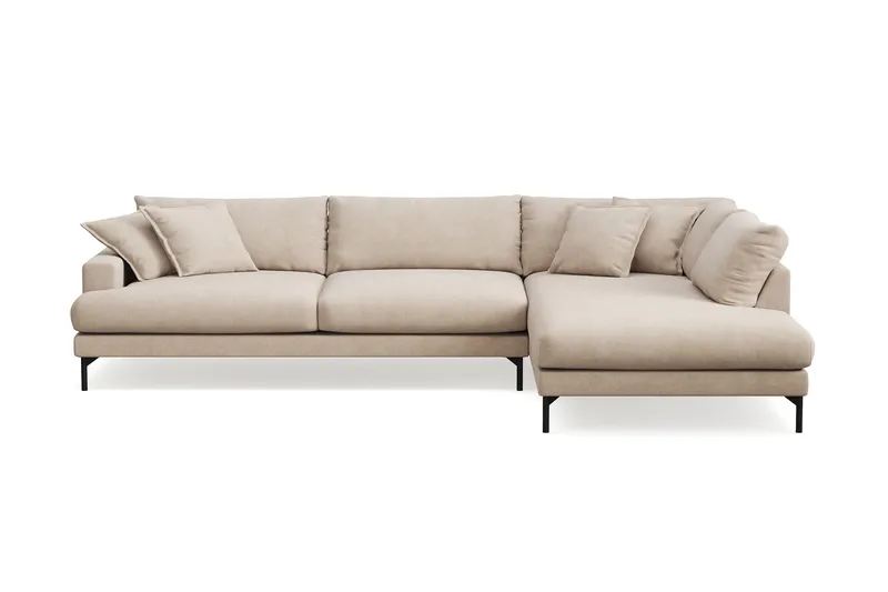 Menard Premium 5-seters høyrevendt L-formet dyp sjeselongsofa i stoff - Beige - Møbler - Sofaer - Sofaer med sjeselong