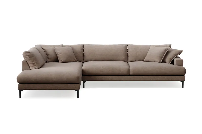 Menard Premium 5-seters venstrevendt L-formet dyp sjeselongsofa i stoff - Brun - Møbler - Sofaer - Sofaer med sjeselong