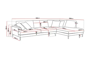 Menard Premium 5-seters høyrevendt L-formet dyp sjeselongsofa i chenille - Lysbeige - Møbler - Sofaer - Sofaer med sjeselong