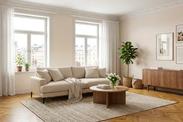 Menard Premium 4-seters dyp sofa i chenille - Beige - Møbler - Sofaer - 4 seter sofa
