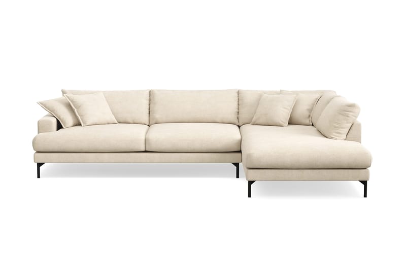 Menard Premium 5-seters høyrevendt L-formet dyp sjeselongsofa i chenille - Beige - Møbler - Sofaer - Sofaer med sjeselong