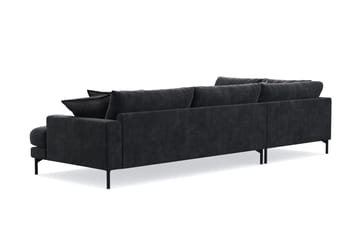 Menard Premium 5-seters venstrevendt L-formet dyp sjeselongsofa i chenille - Svart - Møbler - Sofaer - Sofaer med sjeselong