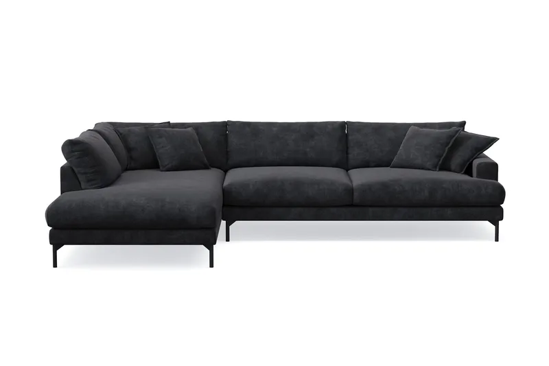 Menard Premium 5-seters venstrevendt L-formet dyp sjeselongsofa i chenille, Svart