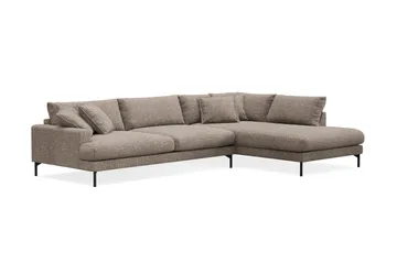 Menard Premium 5-seters høyrevendt L-formet dyp sjeselongsofa i chenille - Brun - Møbler - Sofaer - Sofaer med sjeselong