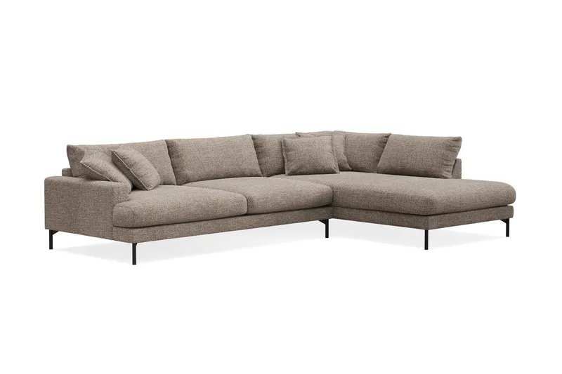 Menard Premium 5-seters høyrevendt L-formet dyp sjeselongsofa i chenille - Brun - Møbler - Sofaer - Sofaer med sjeselong