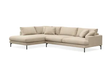Menard Premium 5-seters venstrevendt L-formet dyp sjeselongsofa i chenille - Beige - Møbler - Sofaer - Sofaer med sjeselong