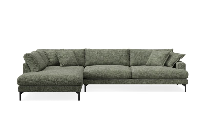 Menard Premium 5-personers Venstrevendt L-formet Dyb ChaiselongSofa i Chenille - Grøn - Møbler - Sofaer - Sofaer med sjeselong