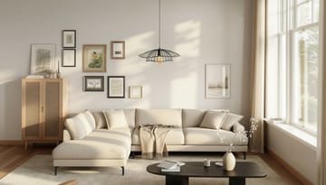 Menard Premium 5-personers Venstrevendt L-formet Dyb ChaiselongSofa i Chenille - Lys Beige - Møbler - Sofaer - Sofaer med sjeselong