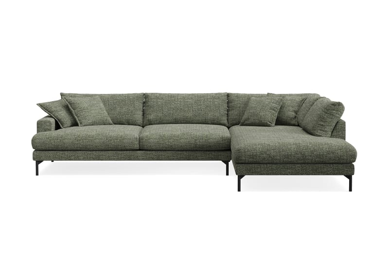 Menard Premium 5-personers Højrevendt L-formet Dyb ChaiselongSofa i Chenille - Grøn - Møbler - Sofaer - Sofaer med sjeselong
