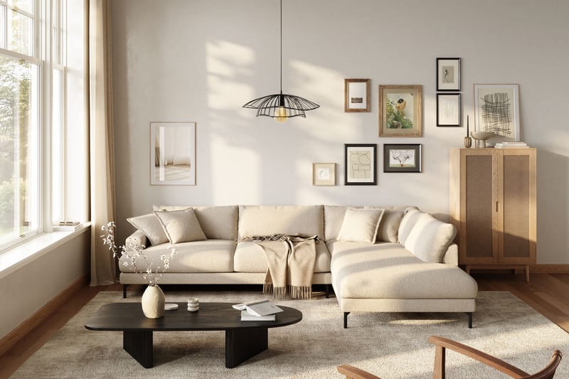 Menard Premium 5-personers Højrevendt L-formet Dyb ChaiselongSofa i Bouclé - Lys Beige - Møbler - Sofaer - Sofaer med sjeselong