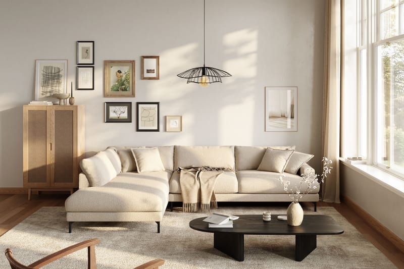 Menard Premium 5-personers Venstrevendt L-formet Dyb ChaiselongSofa i Bouclé - Lys Beige - Møbler - Sofaer - Sofaer med sjeselong