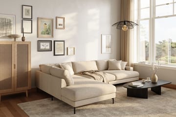 Menard Premium 5-personers Venstrevendt L-formet Dyb ChaiselongSofa i Bouclé - Lys Beige - Møbler - Sofaer - Sofaer med sjeselong