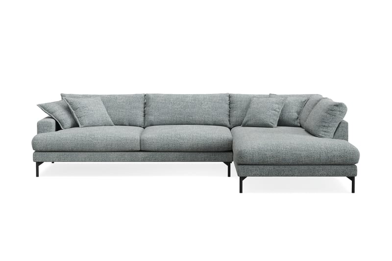 Menard Premium 5-personers Højrevendt L-formet Dyb ChaiselongSofa i Chenille - Grå/Blå - Møbler - Sofaer - Sofaer med sjeselong