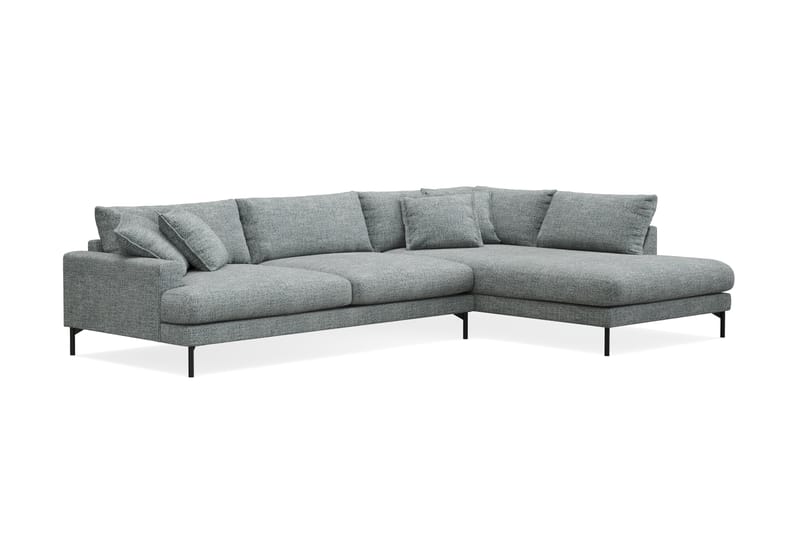 Menard Premium 5-personers Højrevendt L-formet Dyb ChaiselongSofa i Chenille - Grå/Blå - Møbler - Sofaer - Sofaer med sjeselong