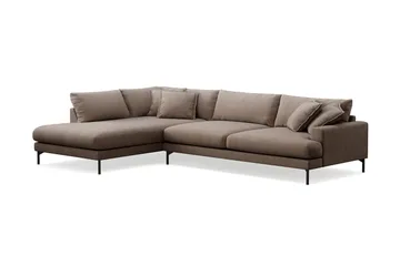 Menard Premium 5-seters venstrevendt L-formet dyp sjeselongsofa i stoff - Brun - Møbler - Sofaer - Sofaer med sjeselong
