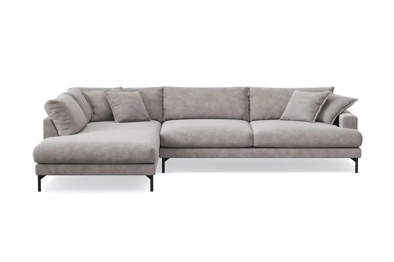 Menard Premium 5-seters venstrevendt L-formet dyp sjeselongsofa i chenille, Grå/Brun