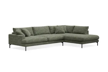 Menard Premium 5-seters høyrevendt L-formet dyp sjeselongsofa i chenille - Grønn - Møbler - Sofaer - Sofaer med sjeselong