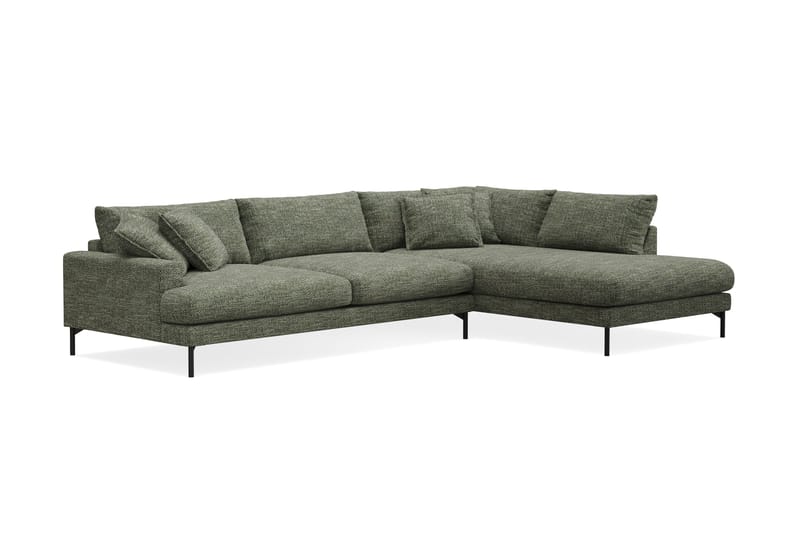 Menard Premium 5-seters høyrevendt L-formet dyp sjeselongsofa i chenille - Grønn - Møbler - Sofaer - Sofaer med sjeselong