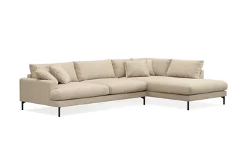Menard Premium 5-seters høyrevendt L-formet dyp sjeselongsofa i chenille - Beige - Møbler - Sofaer - Sofaer med sjeselong