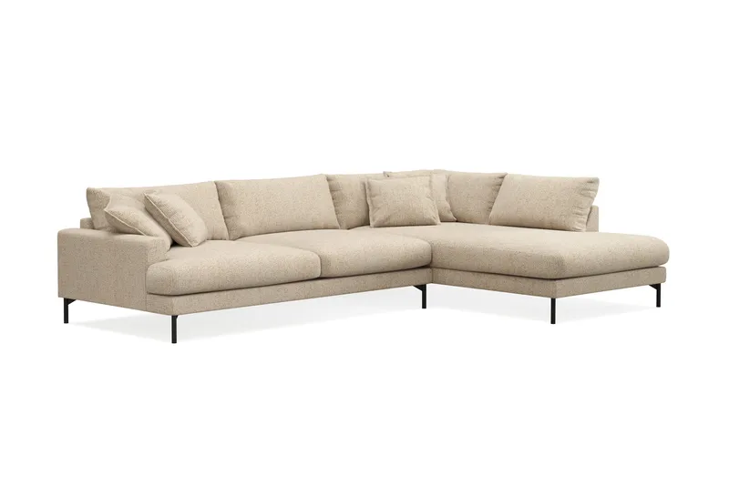 Menard Premium 5-seters høyrevendt L-formet dyp sjeselongsofa i chenille - Beige - Møbler - Sofaer - Sofaer med sjeselong