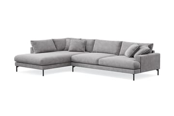 Menard Premium 5-seters venstrevendt L-formet dyp sjeselongsofa i chenille - Grå - Møbler - Sofaer - Sofaer med sjeselong
