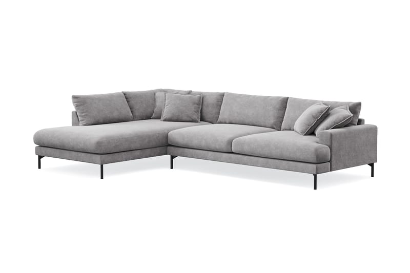 Menard Premium 5-seters venstrevendt L-formet dyp sjeselongsofa i chenille - Grå - Møbler - Sofaer - Sofaer med sjeselong