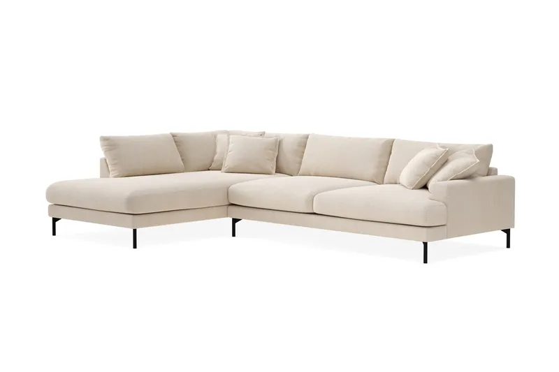 Menard Premium 5-seters venstrevendt L-formet dyp sjeselongsofa i chenille - Lysbeige - Møbler - Sofaer - Sofaer med sjeselong