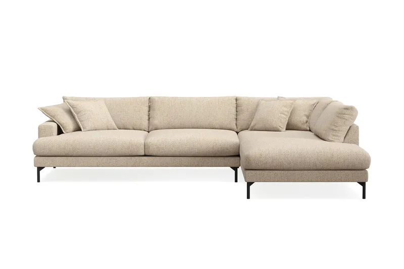 Menard Premium 5-seters høyrevendt L-formet dyp sjeselongsofa i chenille - Beige - Møbler - Sofaer - Sofaer med sjeselong