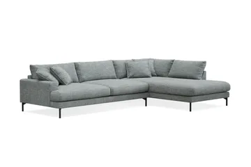 Menard Premium 5-seters høyrevendt L-formet dyp sjeselongsofa i chenille - Grå/Blå - Møbler - Sofaer - Sofaer med sjeselong
