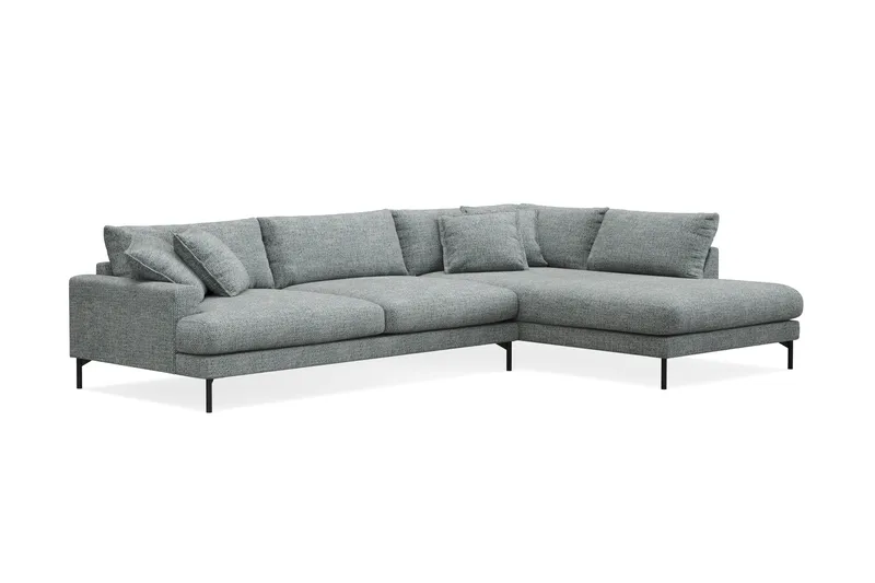 Menard Premium 5-seters høyrevendt L-formet dyp sjeselongsofa i chenille - Grå/Blå - Møbler - Sofaer - Sofaer med sjeselong