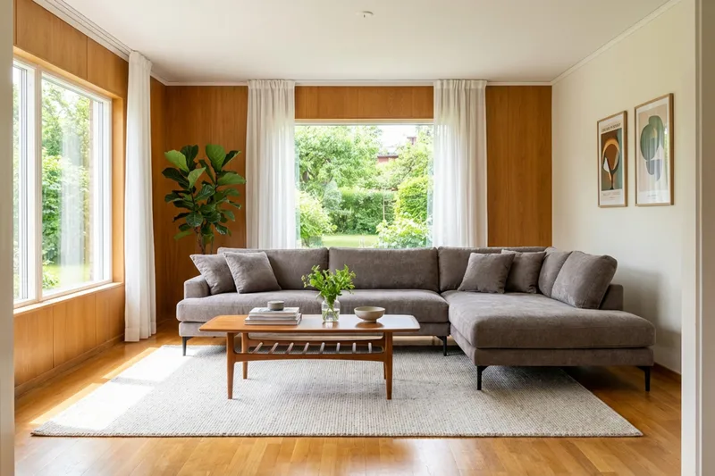 Menard Premium 5-seters høyrevendt L-formet dyp sjeselongsofa i chenille - Grå/Brun - Møbler - Sofaer - Sofaer med sjeselong