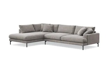Menard Premium 5-seters venstrevendt L-formet dyp sjeselongsofa i chenille - Grå/Brun - Møbler - Sofaer - Sofaer med sjeselong