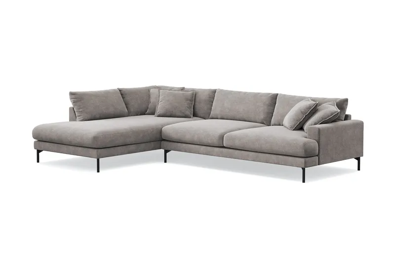 Menard Premium 5-seters venstrevendt L-formet dyp sjeselongsofa i chenille - Grå/Brun - Møbler - Sofaer - Sofaer med sjeselong
